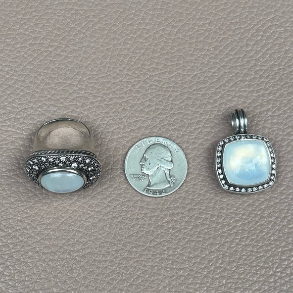 AUTHENTICATED David Yurman Moon Quartz & Diamond Mélange Ring - ORIGINAL TAG - Picture 6 of 10